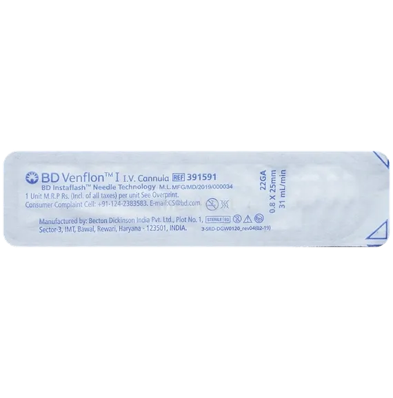 bd venflon iv cannula 22g